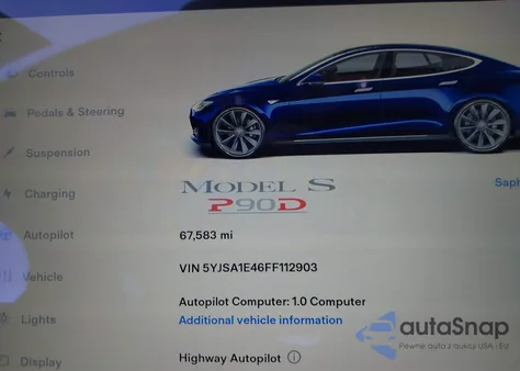 2015 Tesla Model S 85D/P85D from USA, damaged, VIN 5YJSA1E46FF112903